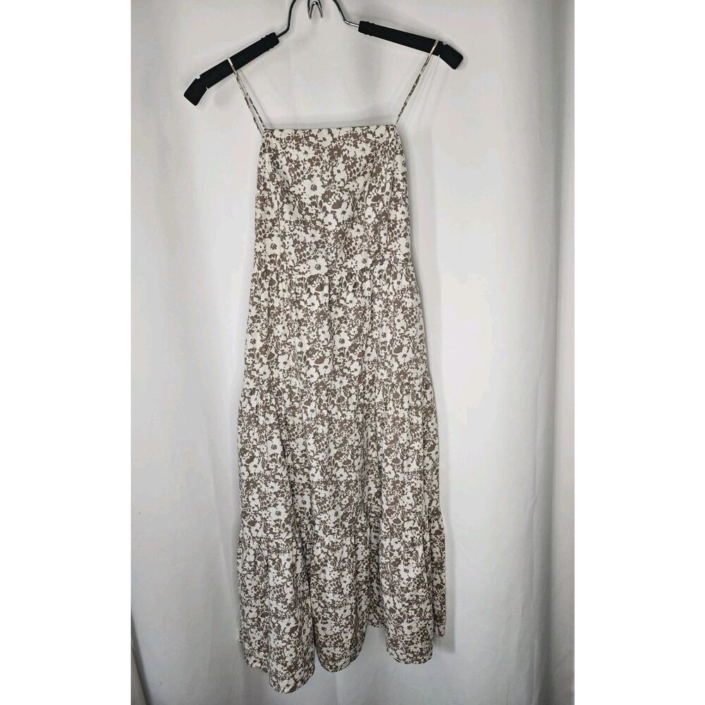 Rails Leni Floral Midi Dress Cafe Adjustable Back Tie Straps Tiered Skirt Small